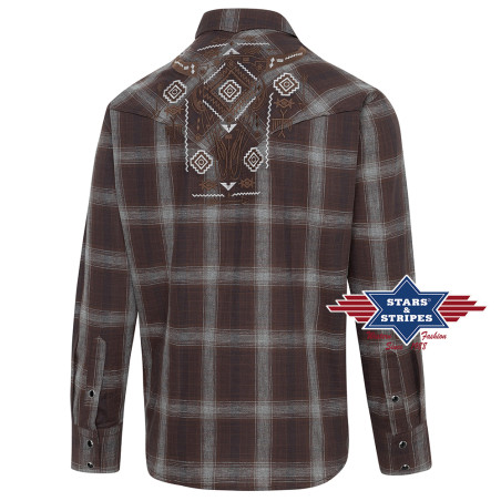 SAS_WILLIAM - Chemise western à carreaux avec de...
