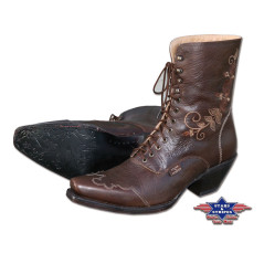 SAS_ROSIE BROWN - Boots western à lacet, brodées et... - Bottes | Soul Rebel E-Shop