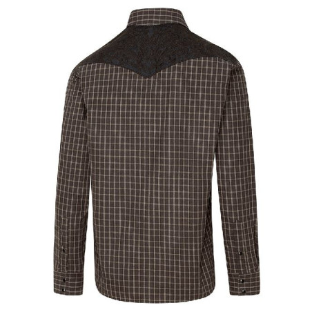 SAS_ROGER black - Plaid western shirt with embroidered...