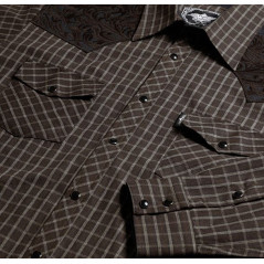 SAS_ROGER black - Plaid western shirt with embroidered... - Chemises | Soul Rebel E-Shop
