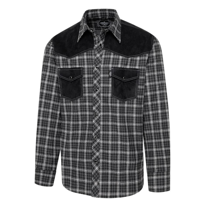 SAS_CARL - Chemise western à carreaux avec empiècement... SAS_CARL - Chemise western à carreaux avec empiècement...