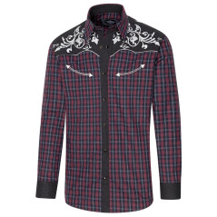 SAS_BAKER - Plaid western shirt with embroidered... - Chemises | Soul Rebel E-Shop
