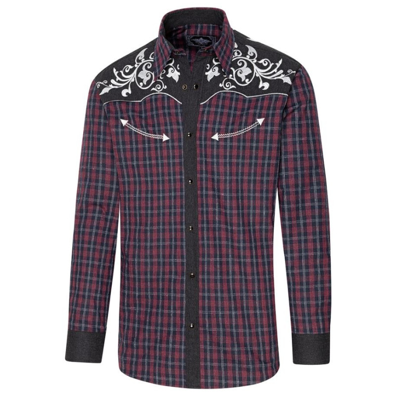 SAS_BAKER - Plaid western shirt with embroidered... SAS_BAKER - Plaid western shirt with embroidered...