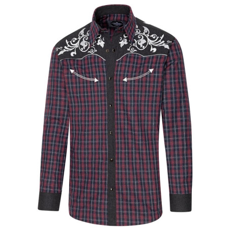 SAS_BAKER - Plaid western shirt with embroidered... - Chemises | Soul Rebel E-Shop