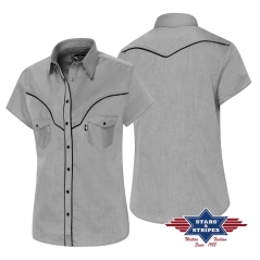 SAS_A-18 - Short sleeve western blouse with western...
