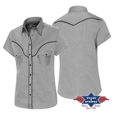 SAS_A-18 - Short sleeve western blouse with western...