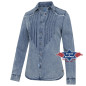 SAS_BLUE - This gently flowing denim blouse with...