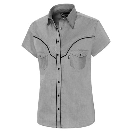 SAS_A-18 - Short sleeve western blouse with western... - Chemisiers | Soul Rebel E-Shop