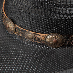 SAS_FRESNO - Chapeau western de paille avec tour de...