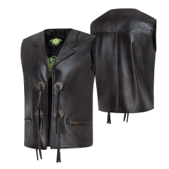 SAS_BONANZA BRAUN - Classic leather vest made of... - Gilet | Soul Rebel E-Shop