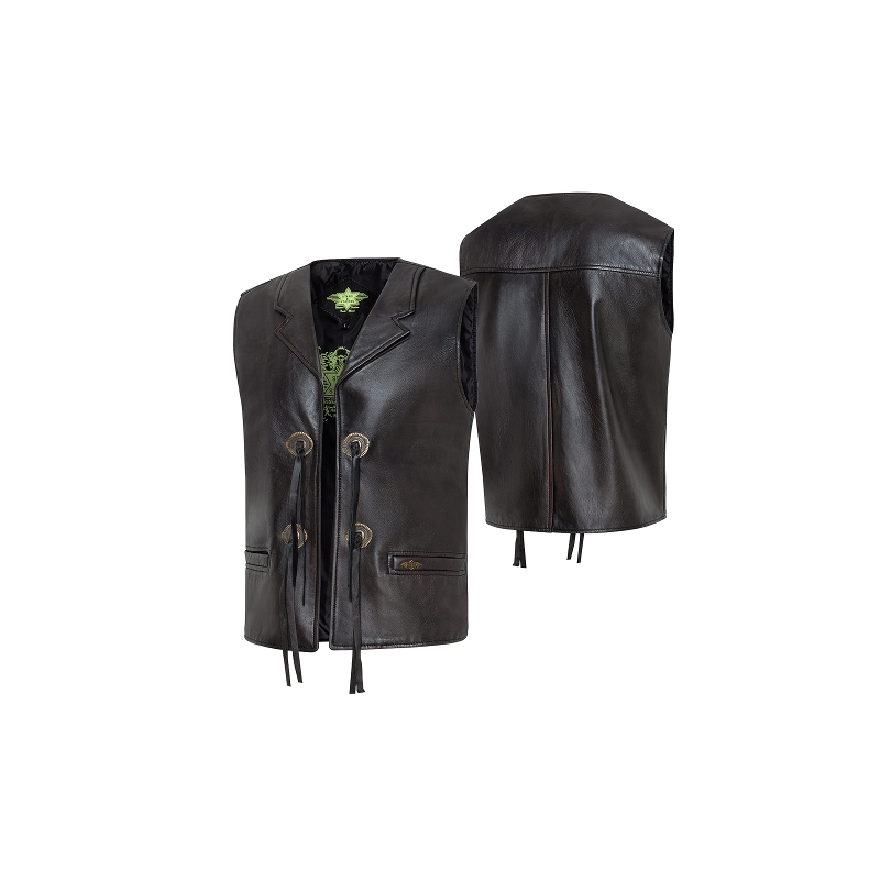 SAS_BONANZA BRAUN - Classic leather vest made of... SAS_BONANZA BRAUN - Classic leather vest made of...
