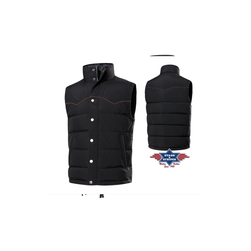 SAS_ASPEN - Quilted western down vest with piped...