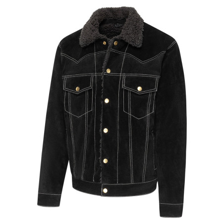 SAS_HUNTER black - Veste douce en daim western avec...
