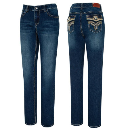 SAS_DIAMOND - Bootcut jeans with embroidered detailing... - Pantalons | Soul Rebel E-Shop