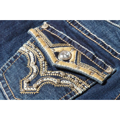 SAS_DIAMOND - Bootcut jeans with embroidered detailing... - Pantalons | Soul Rebel E-Shop