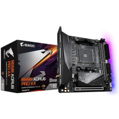 Cartes mères - GIGABYTE - B550I AORUS PRO AX Carte mère - Processeurs AMD Ryzen 5000, VRM 8 phases, jusqu'à 5300 MHz DDR4, 1xPCI