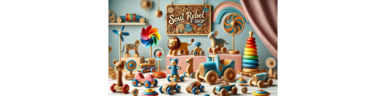 Jouets mobiles pour enfants | Animaux à pousser et véhicules en bois | Boutique en ligne Soul Rebel